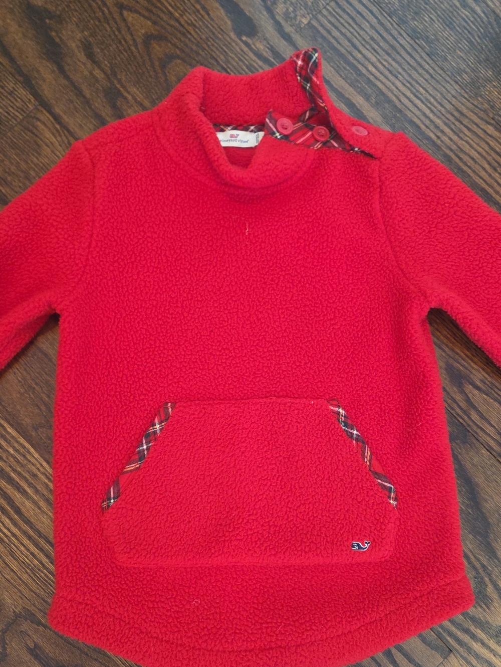 Kids vineyard vines Red Plaid Trim Fleece Pullover